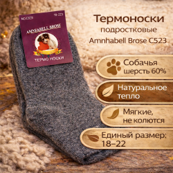 Термоноски подростковые Амнхабелл Броуз/Amnhabell Brose С523 собачья шерсть размер 18–22