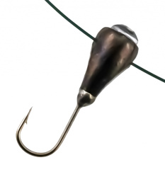 Мормышка вольфрамовая Капля с белым камнем чер никель диаметр 4 мм вес 0,9 гр отверстие