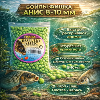 Бойлы тонущие Fishka Анис 8-10 мм 500 гр