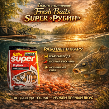 Бойлы пылящие Фреш Бейтс/Fresh Baits Рубин краб перец 15 мм 1 кг