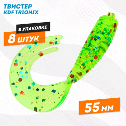 Съедобная силиконовая приманка твистер KDF Трионикс/Trionix 55 мм цв E3
