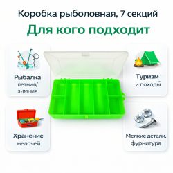 Коробка ПМ 7 секций салатовая