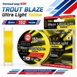 Плетеный шнур KDF Траут Блейз Ультра Лайт Желтый/Trout Blaze Ultra Light Yellow 0,104 мм 150 м