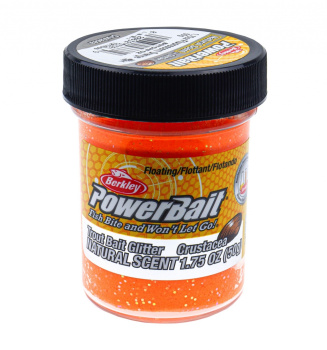 Форелевая паста Berkley Натурал Сцент Глиттер Траут Бейт / Natural Scent Glitter Trout Bait Ракушка Флуоресцентный Оранжевый / Crustacea Fluorescent Orange цвет рыжий с блеском SAP-1214505
