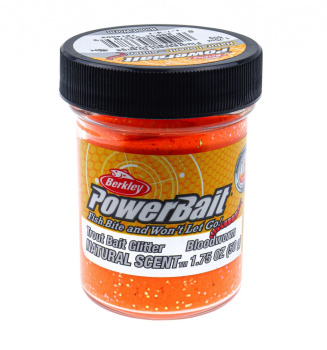 Форелевая паста Berkley Натурал Сцент Глиттер Траут Бейт / Natural Scent Glitter Trout Bait Мотыль Флуоресцентный Оранжевый / Bloodworm Fluorescent Orange цвет оранжевый с блеском SAP-1214502