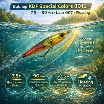 Воблер KDF Спэшл колорс/Special colors 8012 7,5 гр 90 мм цв 007