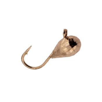 6263 Мормышка вольфрамовая Капля граненая с коронкой медь диаметр 4 мм вес 0,9 гр ушко