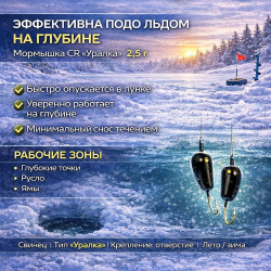 Мормышка свинцовая Cargo Уралка лето-зима черный вес 2,5 гр отверстие
