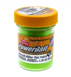 Форелевая паста Berkley Натурал Сцент Глиттер Траут Бейт / Natural Scent Glitter Trout Bait Рыбный пеллетс Шартрез / Fish Pellets Chartreuse цвет желто-зеленый с блеском SAP-1239468