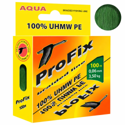 Плетеный шнур Aqua Профикс зеленый 0,18 мм 100 м