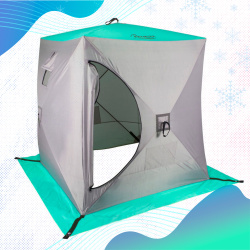 Палатка зимняя Premier Куб 1,5×1,5 м цв бирюзовый/серый
