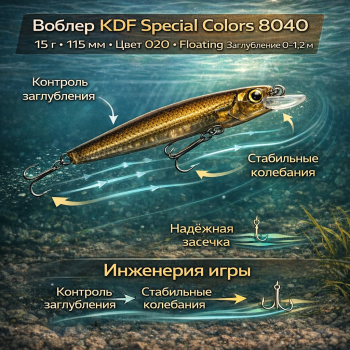 Воблер KDF Спэшл колорс/Special colors 8040 15 гр 115 мм цв 020