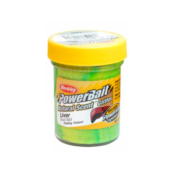 Форелевая паста Berkley Натурал Сцент Глиттер Траут Бейт / Natural Scent Glitter Trout Bait Печень Шартрез / Liver Shartreuse цвет флуоресцентный зелено-желтый с блеском SAP-1239488
