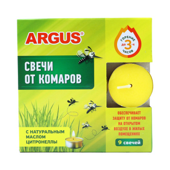 Свеча от комаров с маслом цитронеллы Argus 9 шт/упак