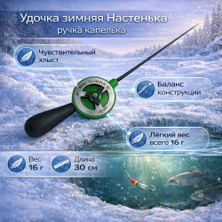 Удочка зимняя Настенька ручка капелька цв серый